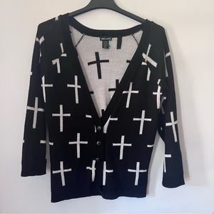 Black & White Cross Wet Seal Cardigans - Size S